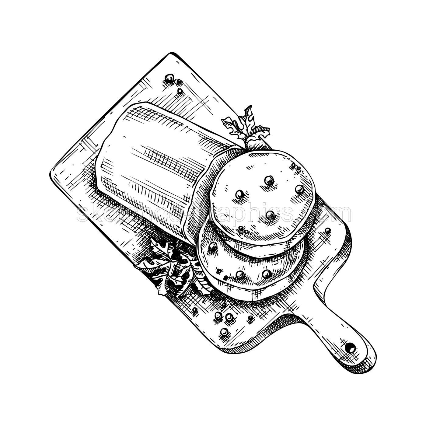 Foie Gras vintage drawing. European food sketch. French restaurant menu. France design. Hand-drawn food illustration, NOT AI generated Illustration